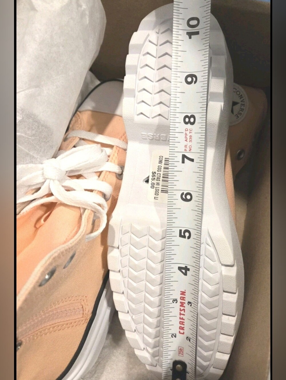 Converse Chuck Taylor All Star Platform HighTop Peach Canvas Zipper US Wmns 7.5 - Picture 9 of 12
